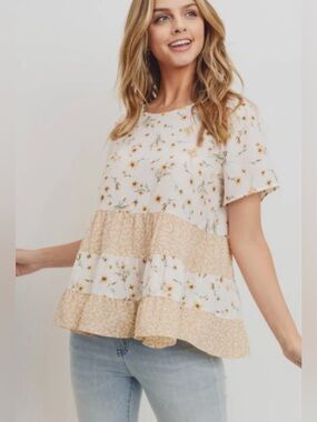 Paper Crane Floral Babydoll Top